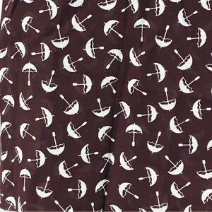 Vintage Fabric for Sewing, 1990’s. Brown Print w/ Off White Parasols. 2.6 yards